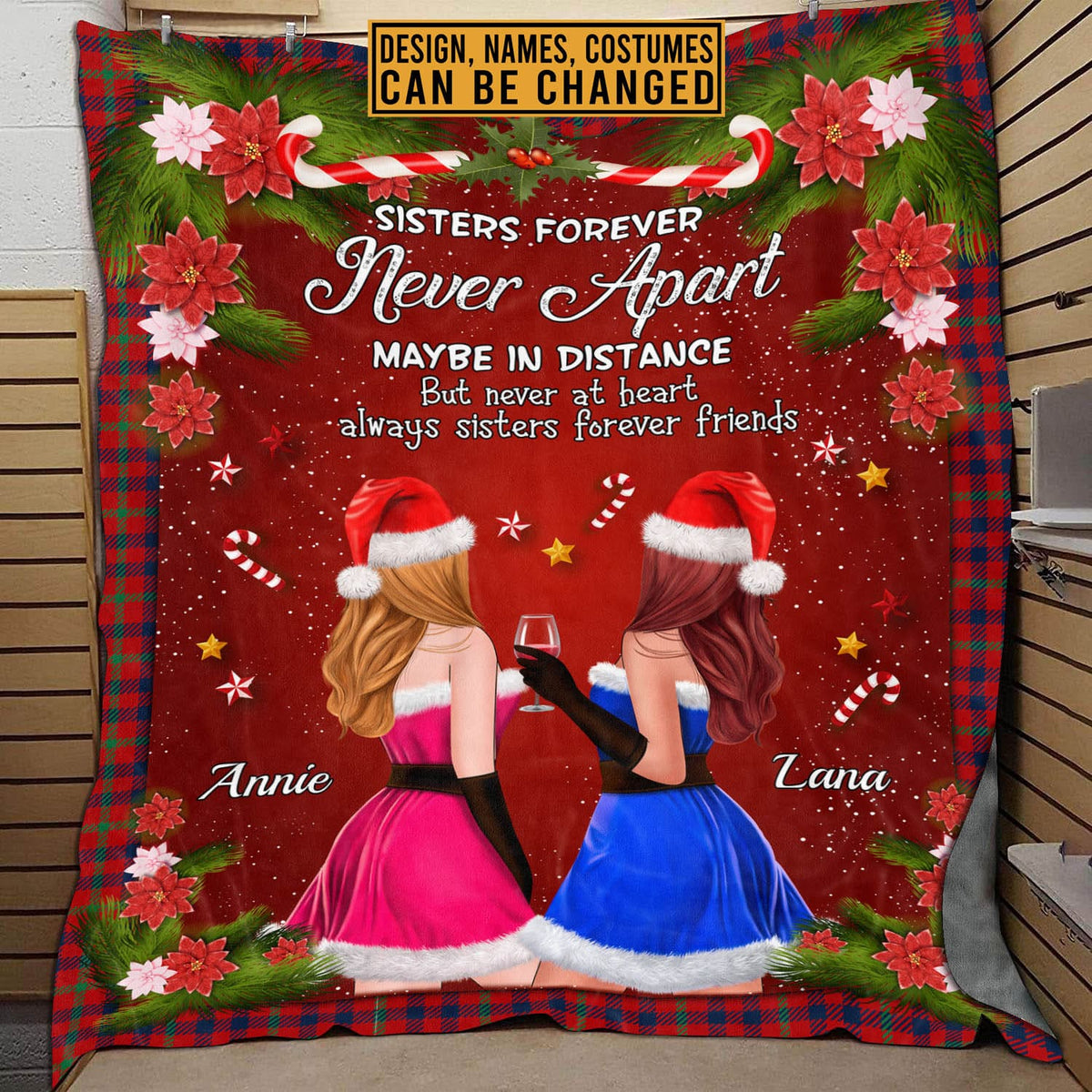 Personalized Best Friends Sisters Forever Never Apart Blanket – Custom Girls Bestie BFF Christmas Blanket