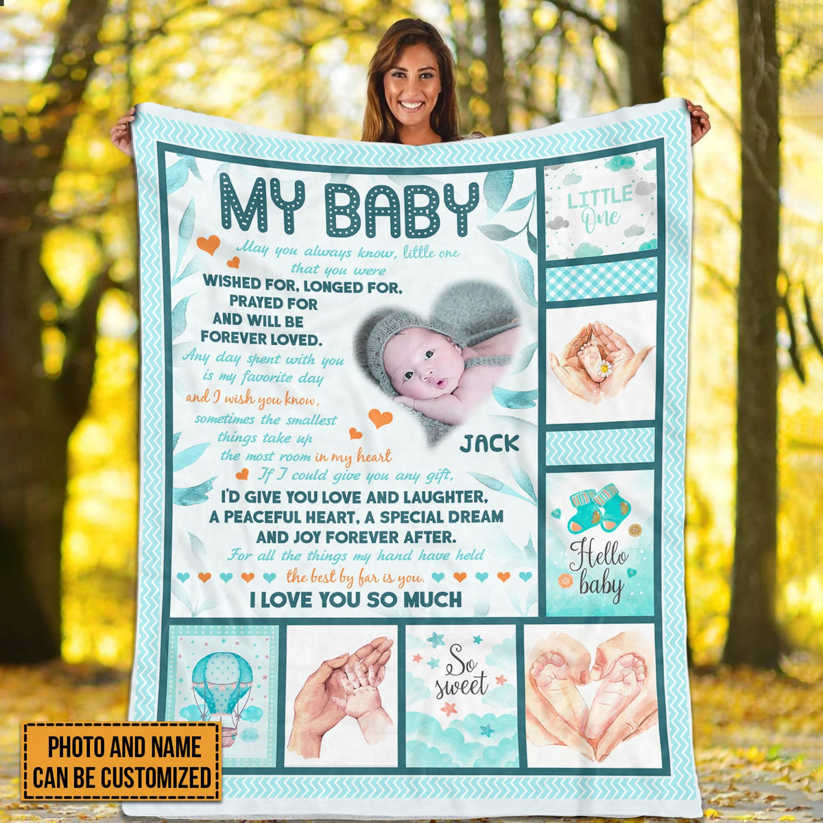 Custom Photo Baby Blanket I Love You So Much Fleece Blanket – Sherpa Blanket – Woven Blanket