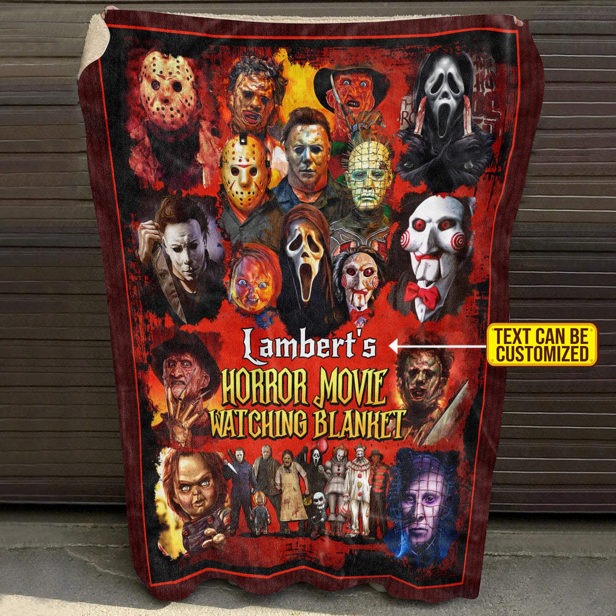 Personalized Name Horror Movies Watching Blanket – Halloween Fleece Blanket – Mink Sherpa Blanket