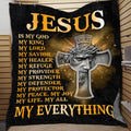 Jesus Is My God My King My Lord My Savior My Healer My Everything Jesus Cross Fleece Blanket – Sherpa Blanket