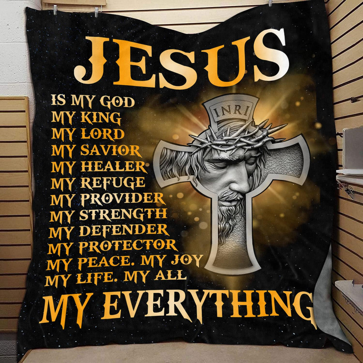 Jesus Is My God My King My Lord My Savior My Healer My Everything Jesus Cross Fleece Blanket – Sherpa Blanket