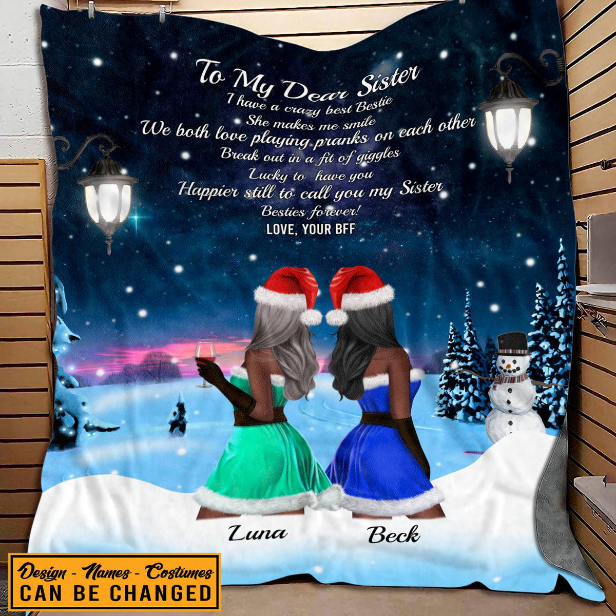 Personalized To My Dear Sister Christmas Blanket – Custom Best Friends Besties BFF Christmas Gifts