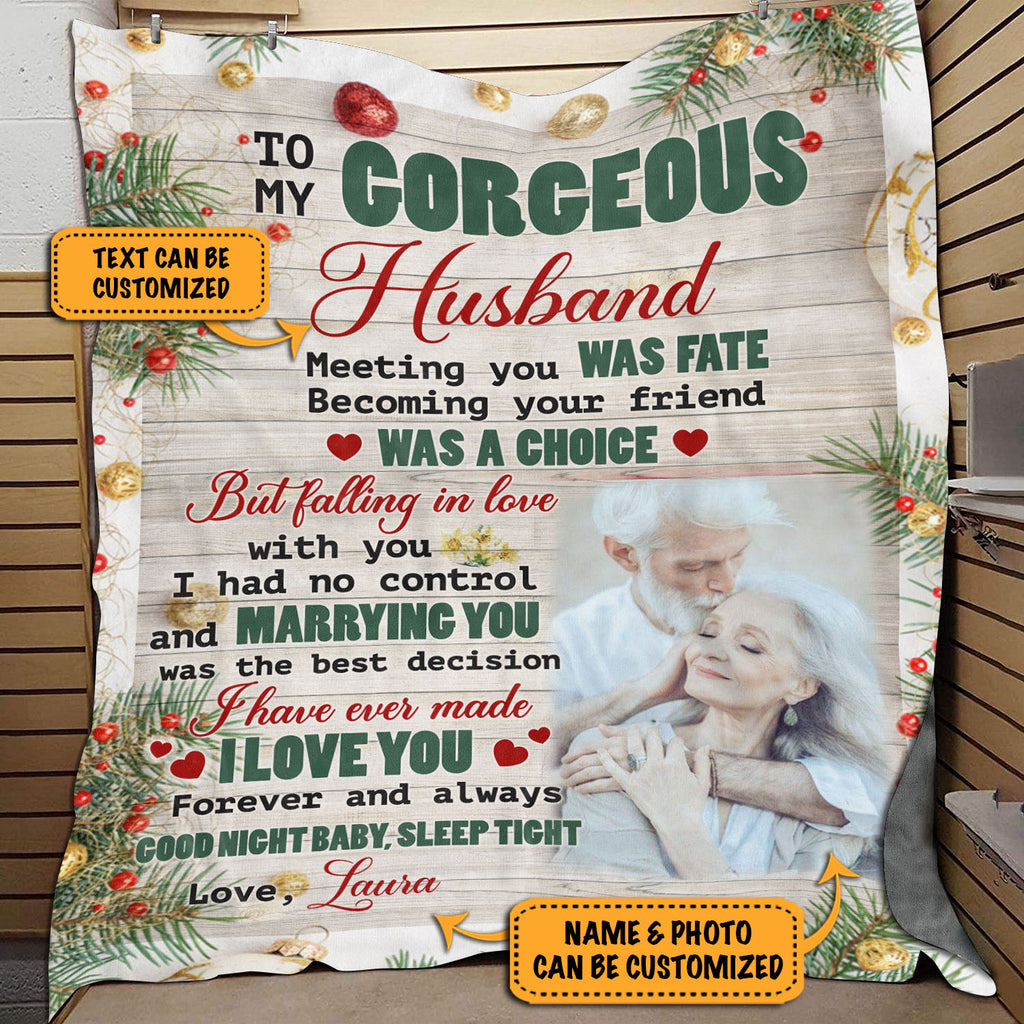 Custom Photo Blanket to My Gorgeous Wife Husband Christmas Gift Fleece Blanket – Mink Blanket – Woven Blanket