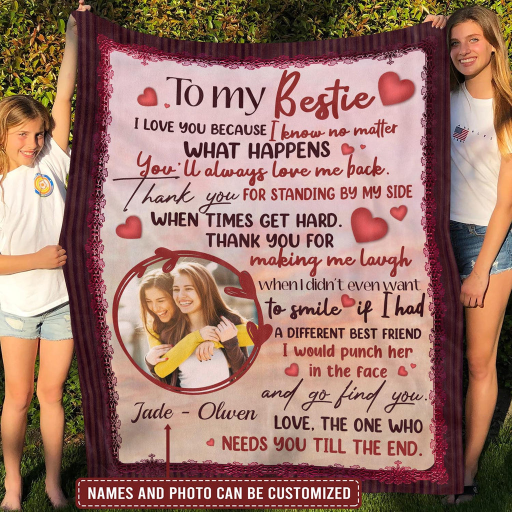 Custom Photo To My Bestie Fleece Blanket – Personalized Best Friend Mink Sherpa Blanket – Best Friend Gift