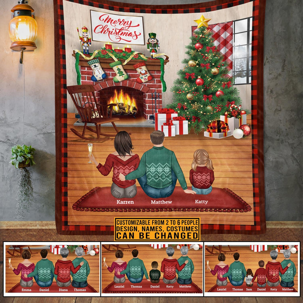 Personalized Family Merry Christmas Fleece Blanket – Sherpa Blanket – Custom Family Christmas Blanket Gifts