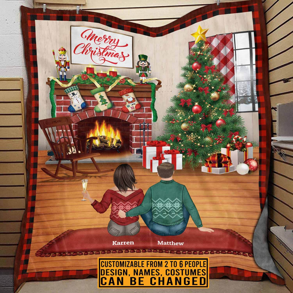 Personalized Family Merry Christmas Fleece Blanket – Sherpa Blanket – Custom Family Christmas Blanket Gifts