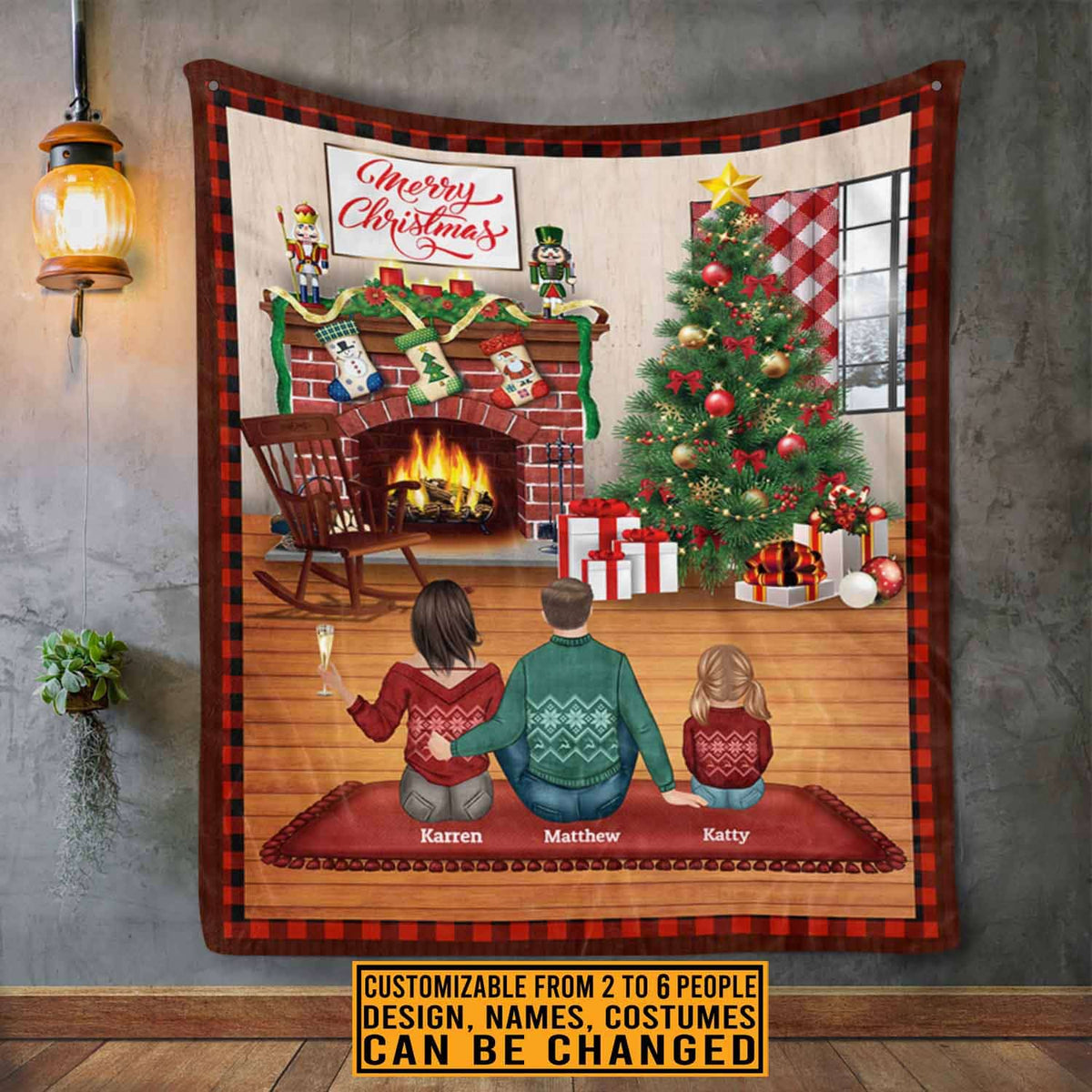 Personalized Family Merry Christmas Fleece Blanket – Sherpa Blanket – Custom Family Christmas Blanket Gifts
