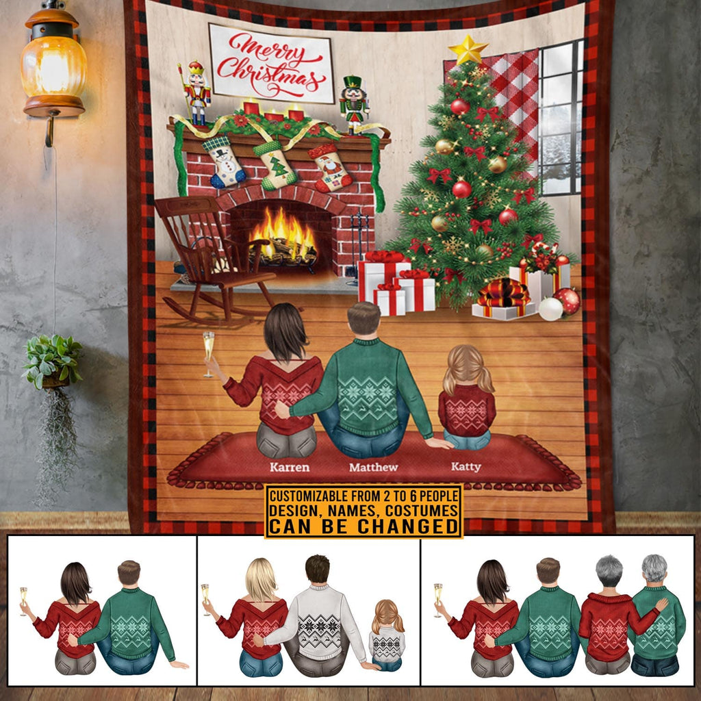 Personalized Family Merry Christmas Fleece Blanket – Sherpa Blanket – Custom Family Christmas Blanket Gifts