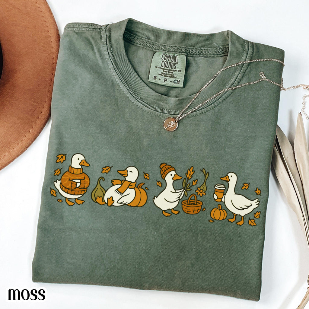 Fall Goose Comfort Colors Autumn Silly Goose Fall Autumn Thanksgiving Tee Coffee Pumpkin Gourd Tee Halloween (2)