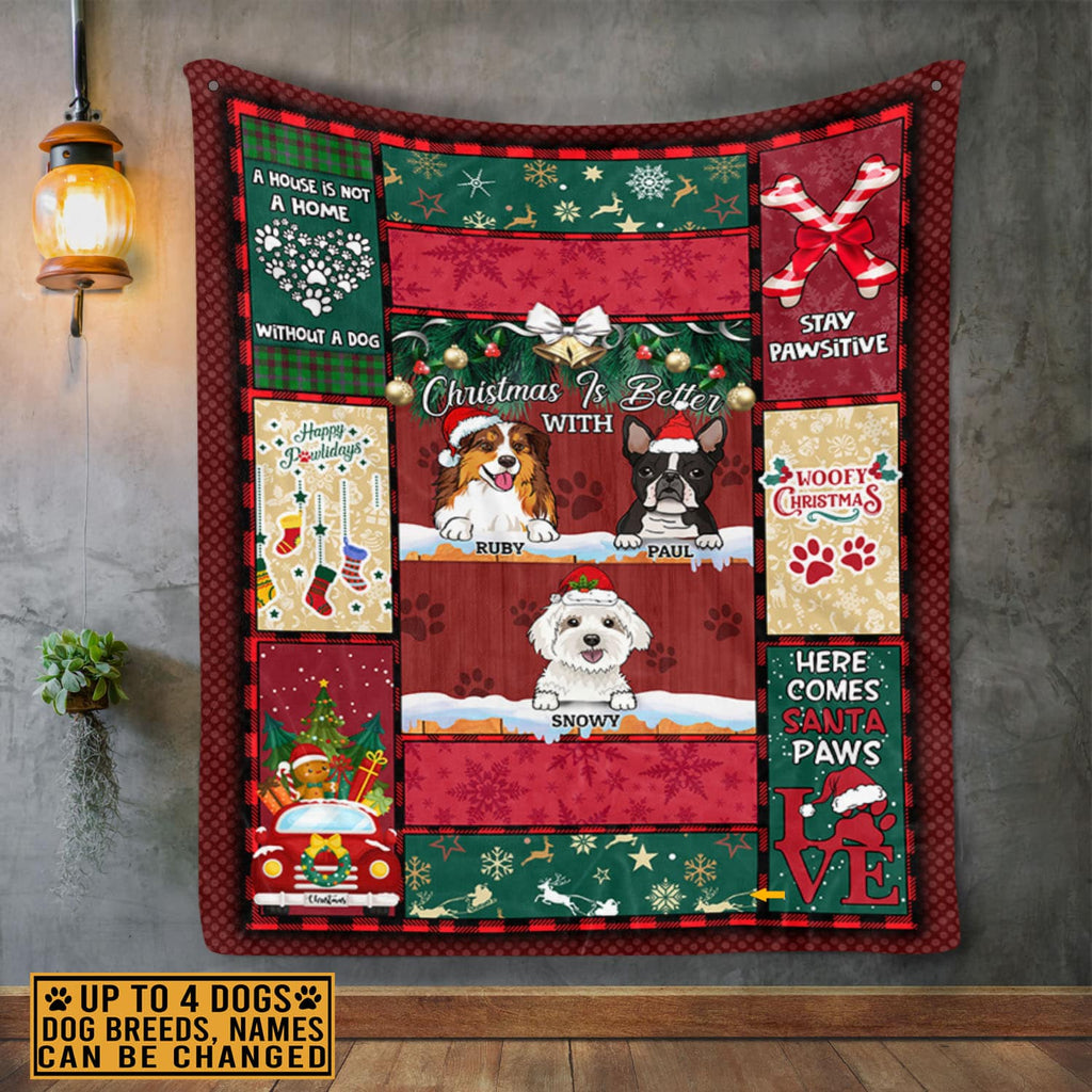 Christmas Is Better With Personalized Dog Breed Fleece Blanket – Sherpa Blanket – Christmas Dog Lovers Gifts