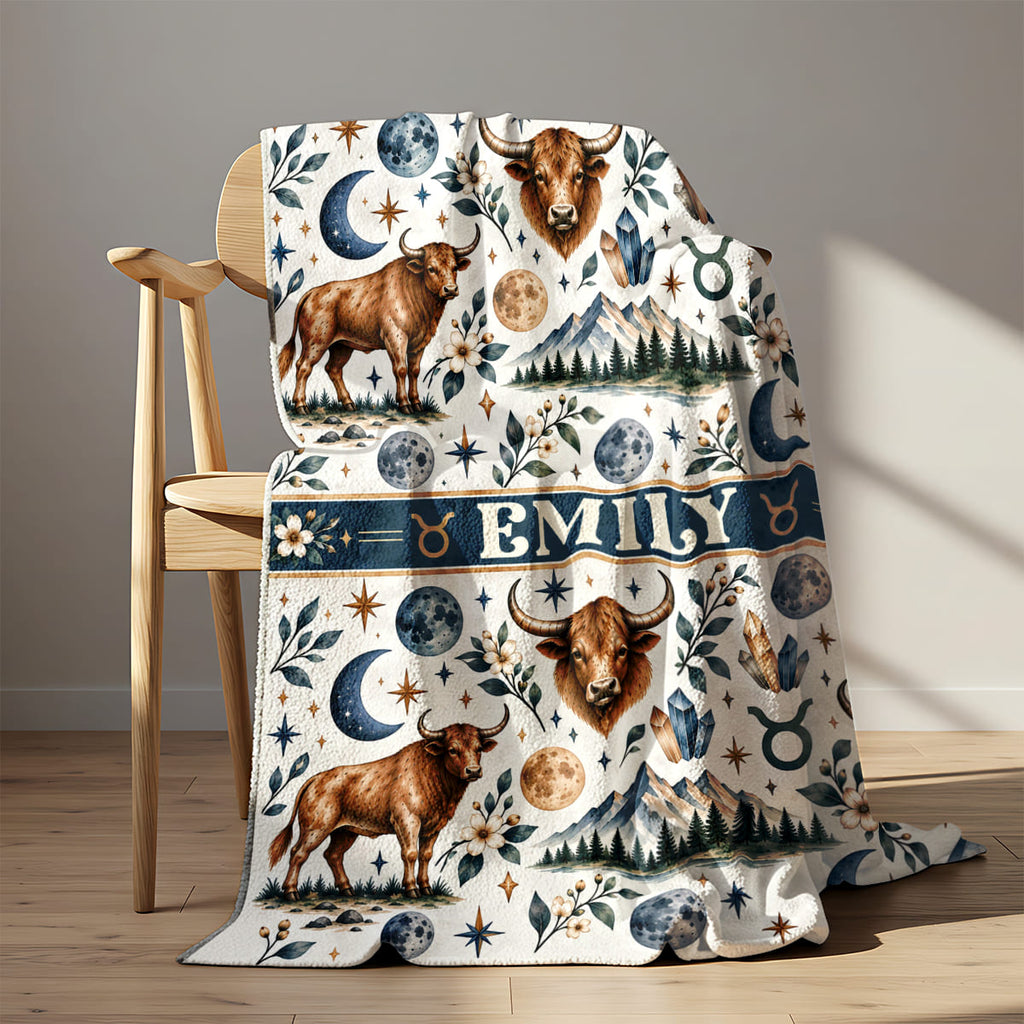 Taurus Baby Blanket, Personalized Zodiac Blanket, Custom Taurus Baby Gift, Taurus Newborn Gift, Baby Nursery Blanket
