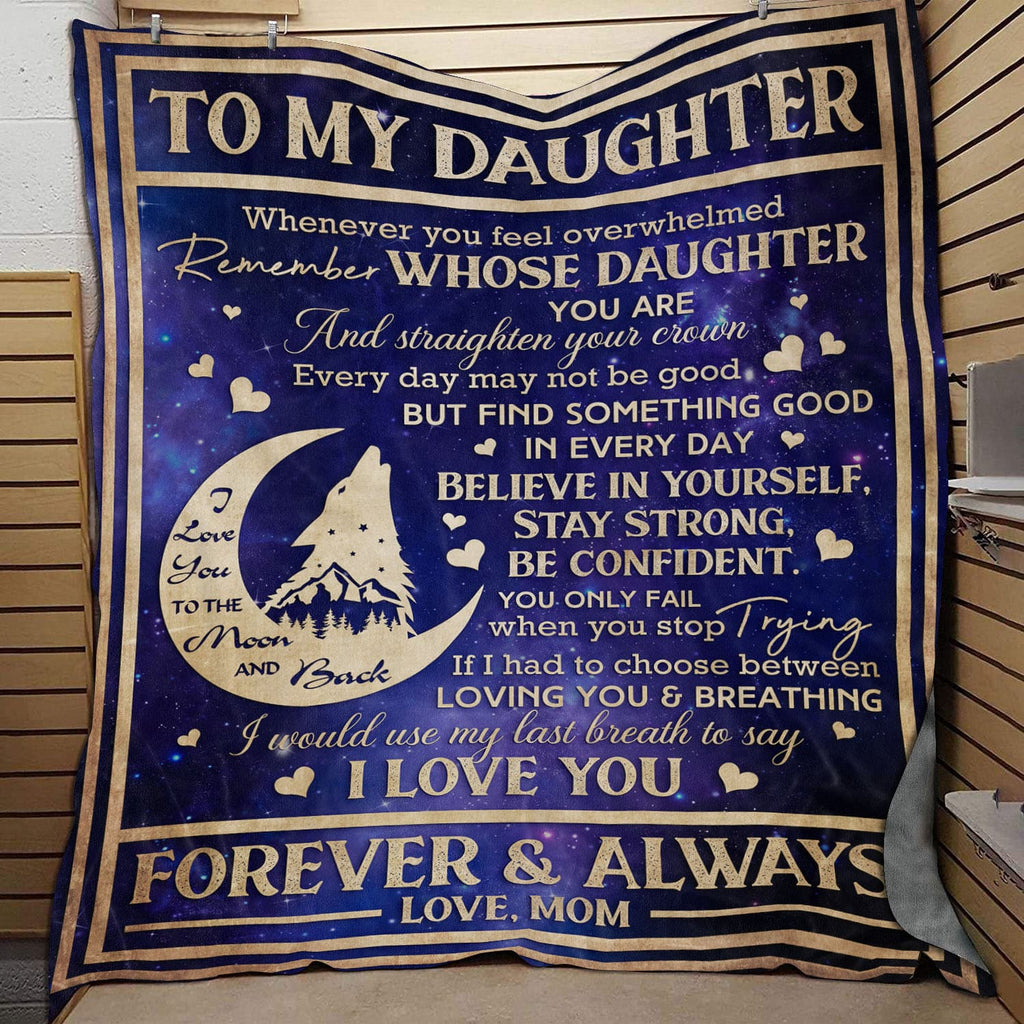 Wolf From Mom To My Daughter I Love You To The Moon And Back Fleece Blanket – Mink Sherpa Blanket
