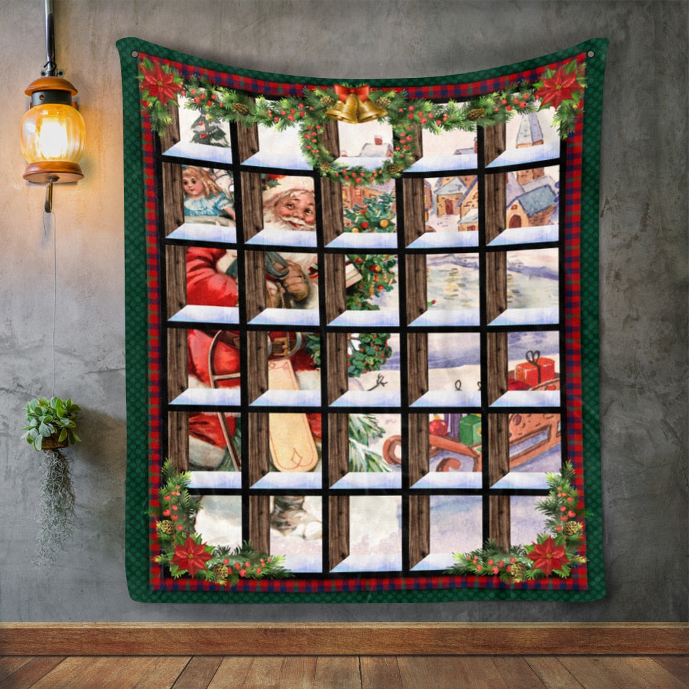 Christmas Glass Santa Fleece Blanket – Mink Sherpa Blanket – Woven Blanket – Christmas Blanket Gift