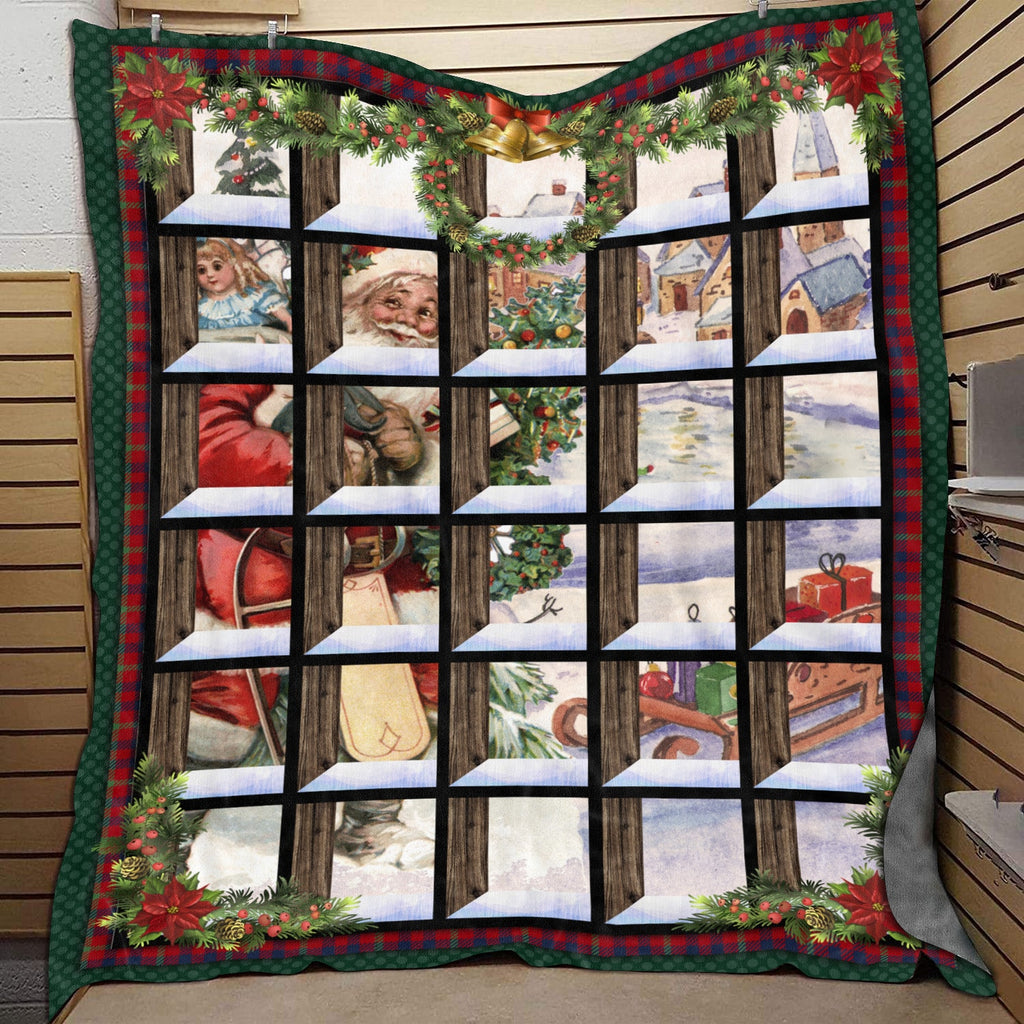 Christmas Glass Santa Fleece Blanket – Mink Sherpa Blanket – Woven Blanket – Christmas Blanket Gift
