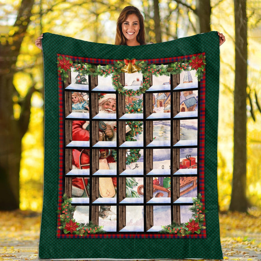 Christmas Glass Santa Fleece Blanket – Mink Sherpa Blanket – Woven Blanket – Christmas Blanket Gift