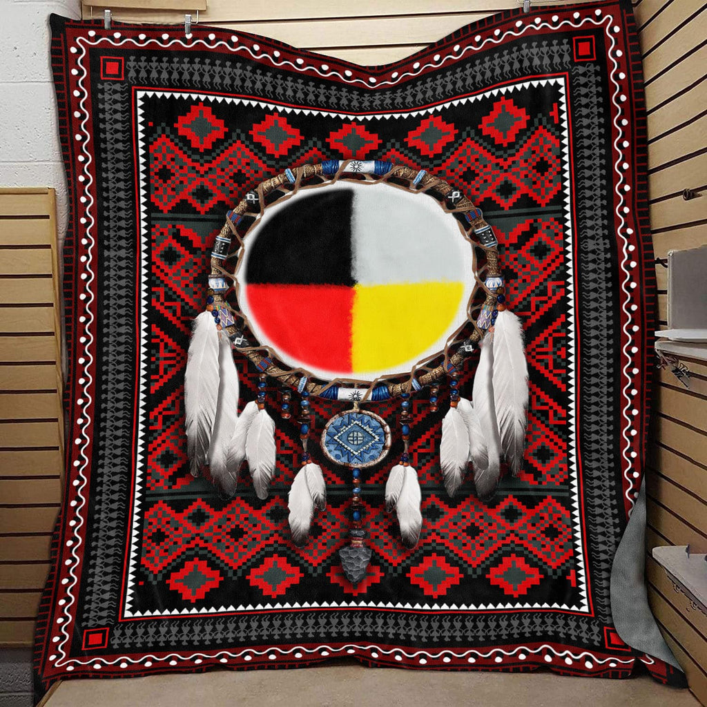 Native American Indian Dreamcatcher Tribe Fleece Blanket – Indigenous Tribal Mink Sherpa Blanket