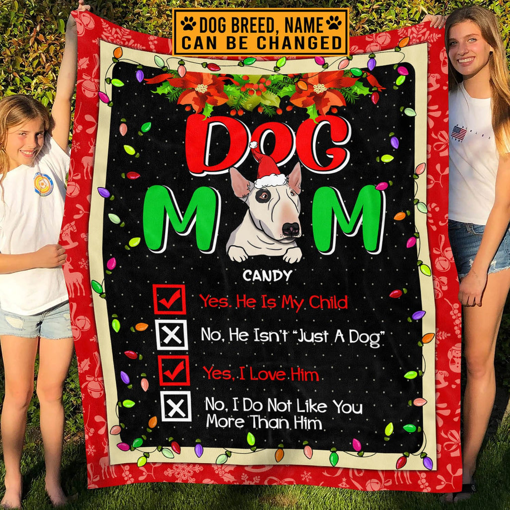 Personalized Dog Breeds Dog Mom Blanket – Custom Christmas Dog Lover Throw Blanket