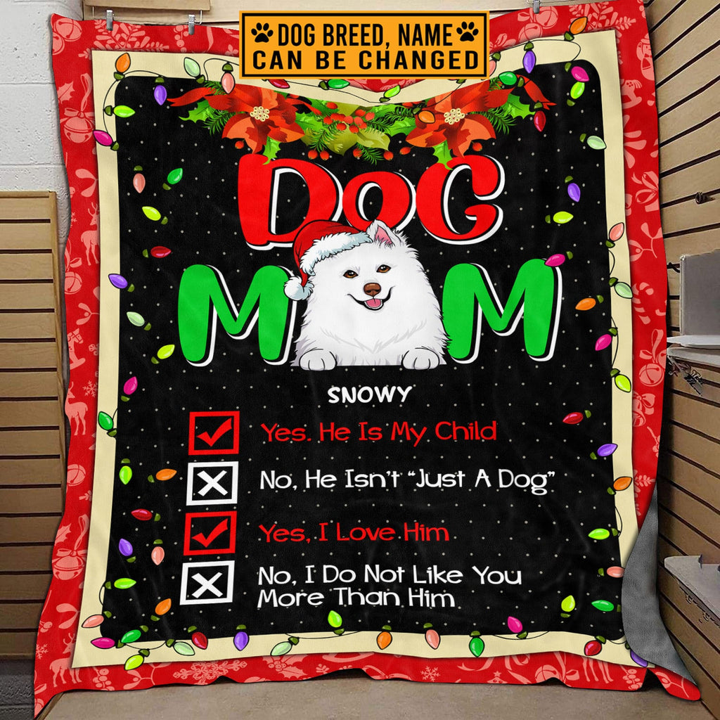Personalized Dog Breeds Dog Mom Blanket – Custom Christmas Dog Lover Throw Blanket