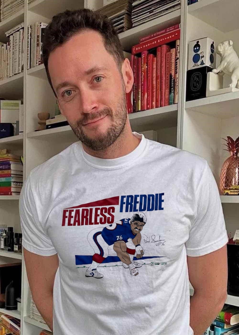 1989 Prime Time Inc Fred Smerlas 76 Fearless Freddie Football Player T-Shirt