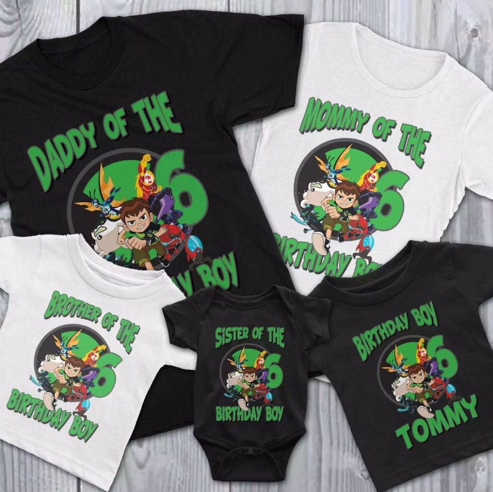 Personalize Ben 10 Birthday Shirt, Custom Age Shirt, Custom Name Tee, Family Birthday Shirt