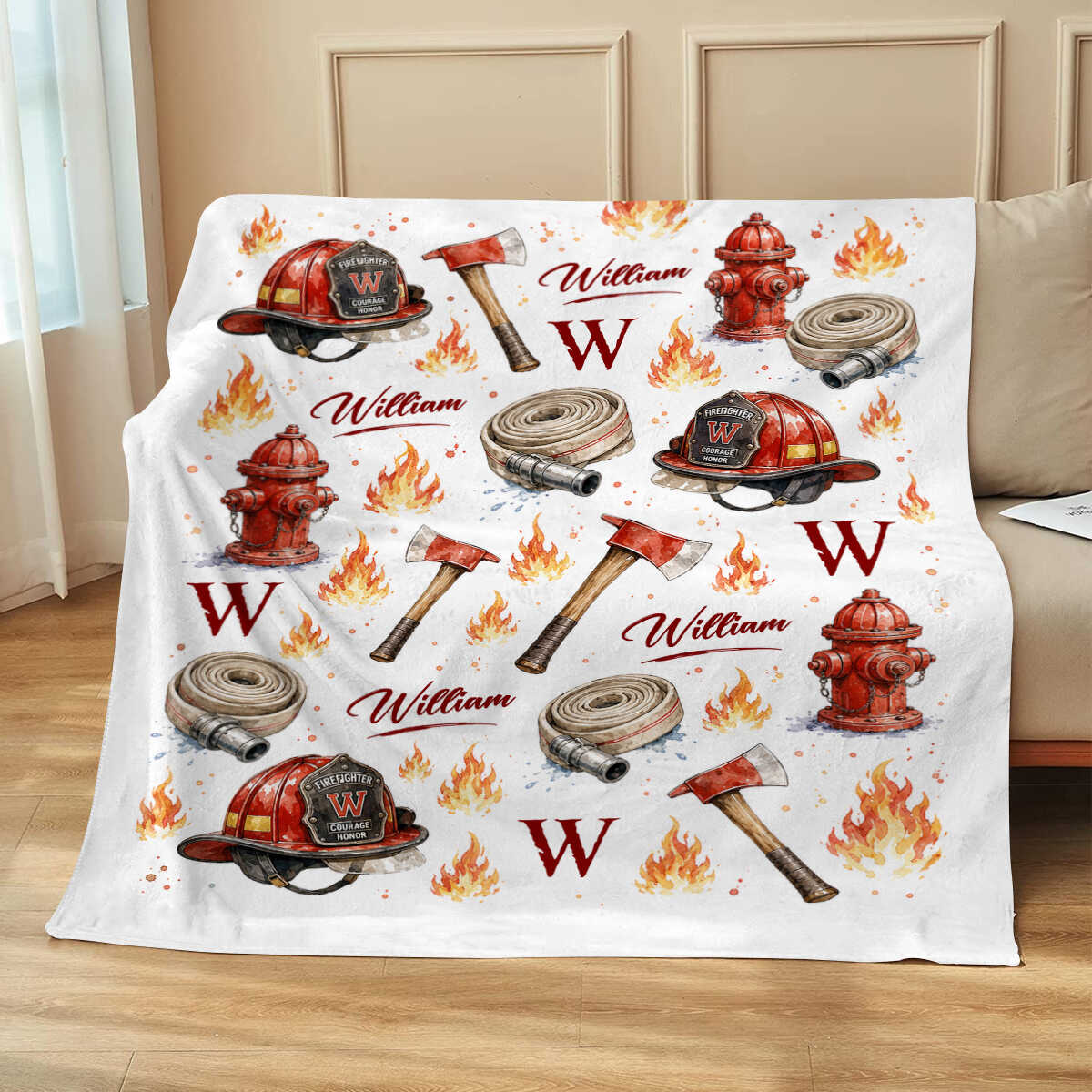 Personalized Firefighter Blanket, Custom Fireman Gift, Fire Academy Graduation Gift, First Responder Appreciation, Fire Rescue Throw