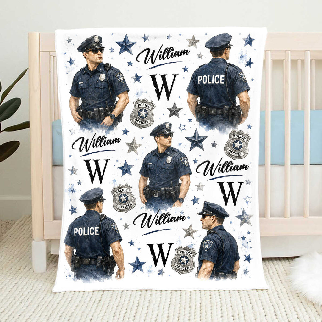 Personalized Police Officer Blanket, Custom Police Academy Graduation Gift, Police Officer Gift for Men Husband, Law Enforcement Throw
