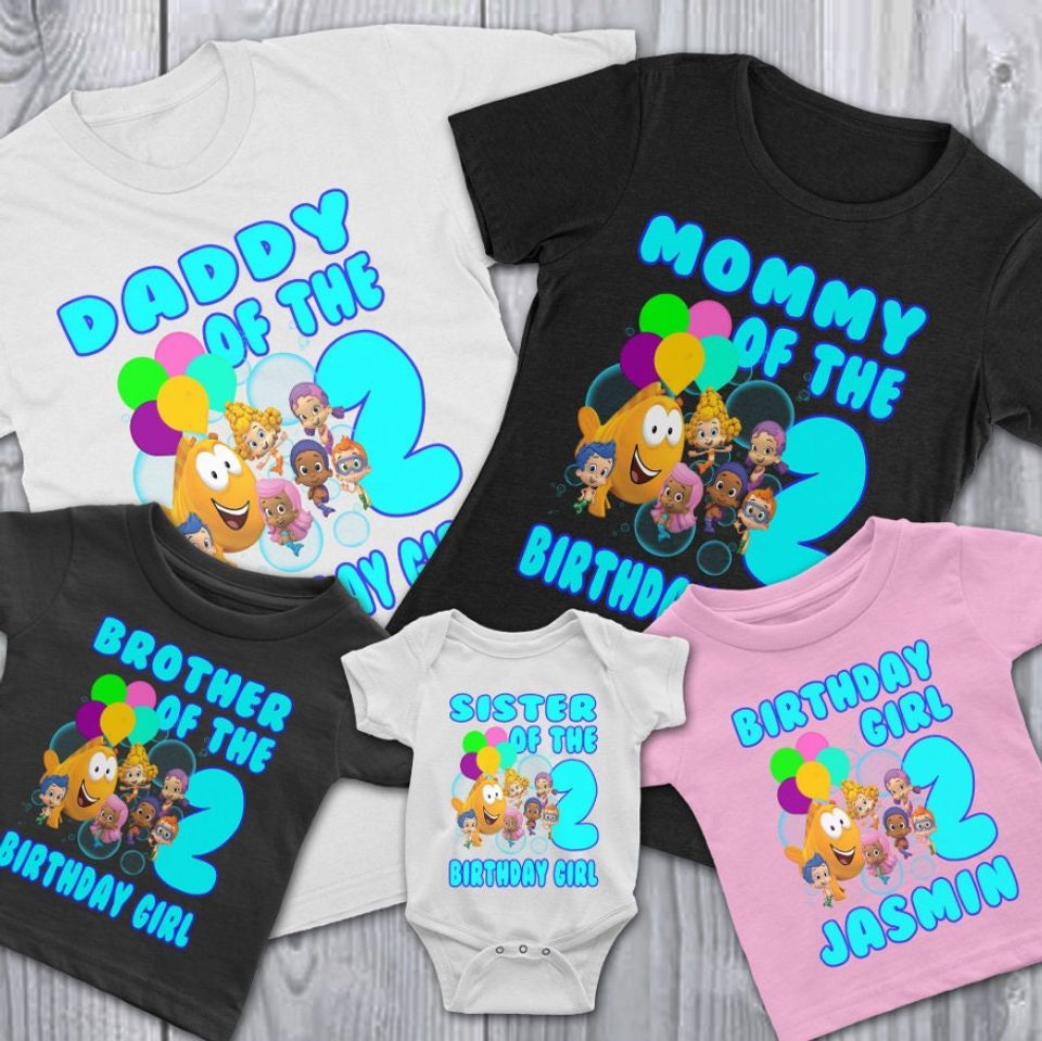 Personalized Friends Bubble Guppies Birthday Shirt, Custom Age Shirt, Custom Name Tee