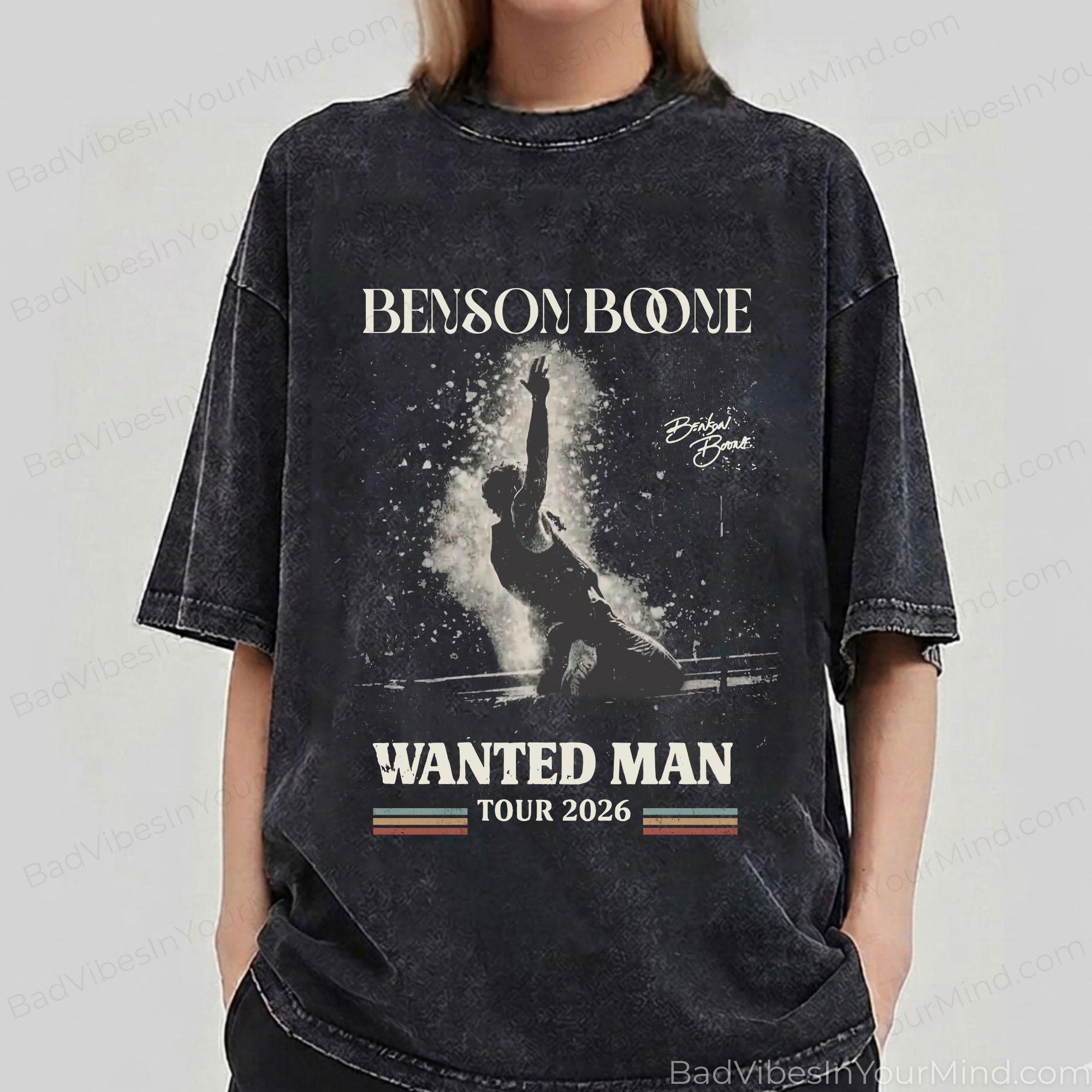 Benson Boone Wanted Man Tour 2026 Wash Benson Boone Comfort Color Retro Concer Vintage Music Fan (3)
