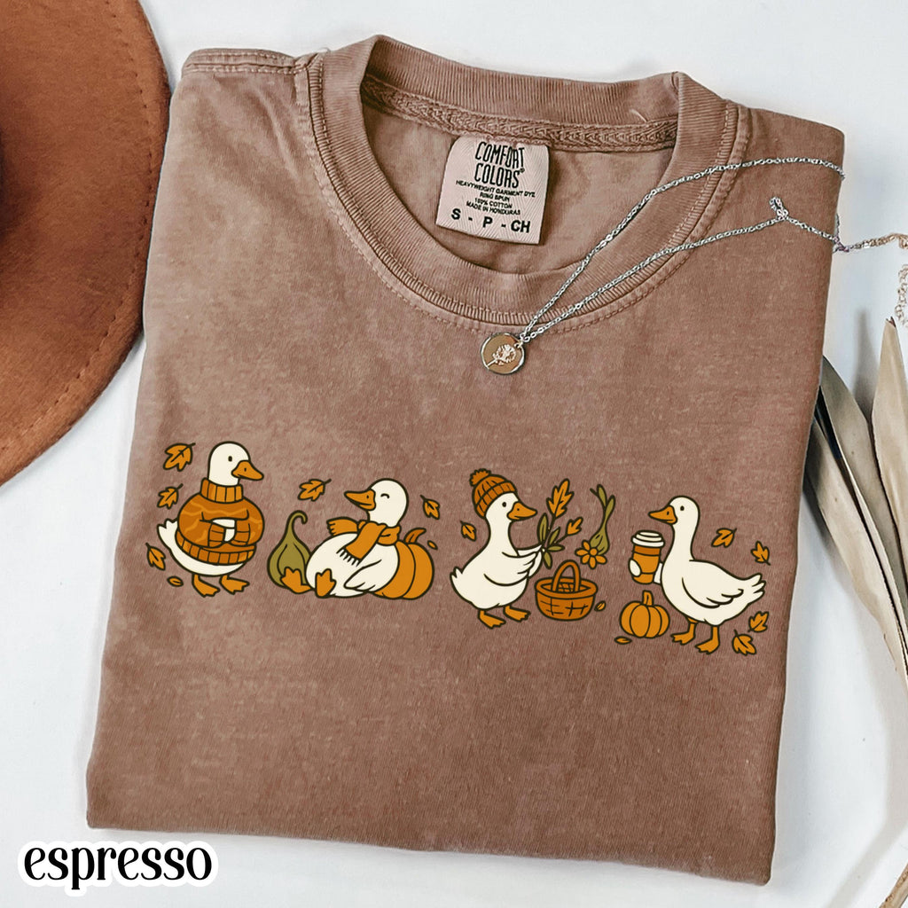 Fall Goose Comfort Colors Autumn Silly Goose Fall Autumn Thanksgiving Tee Coffee Pumpkin Gourd Tee Halloween (3)