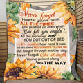 Never Forget How Far You’ve Come All the Time You Pushed on Fleece Blanket – Motivational Sunflower Sherpa Blanket – Woven Blanket