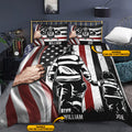 Personalized Firefighter Dad And Son American Flag Bedding Set – Firefighter Pillow and Duvet Cover