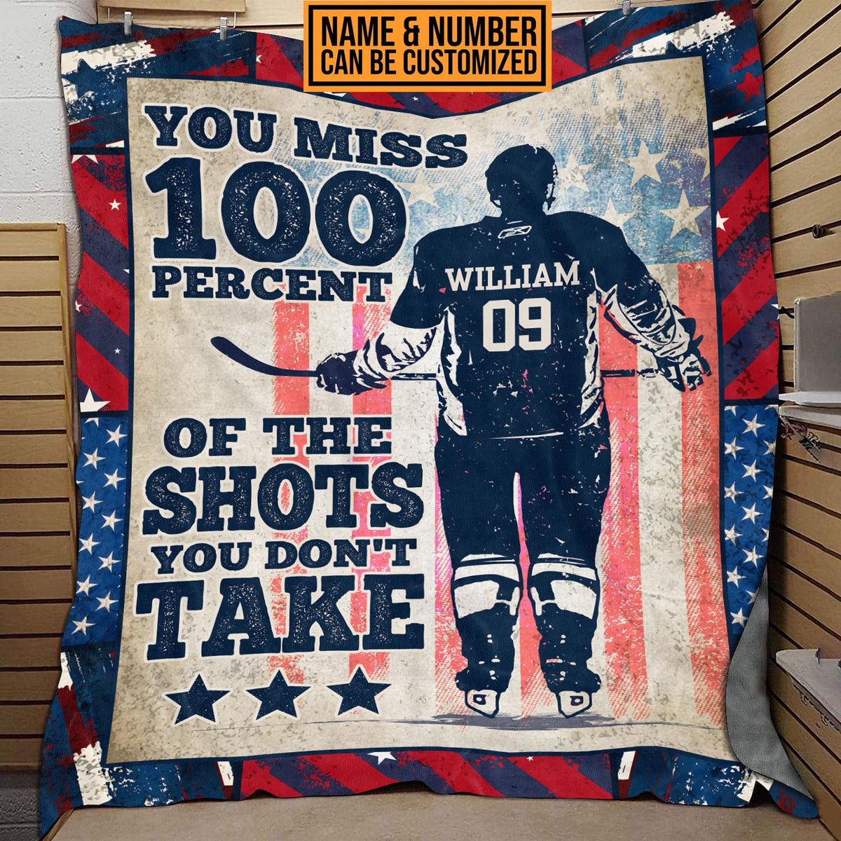 Personalized Hockey You Miss 100 Percent Of The Shots You Don’t Take American Flag Fleece Blanket – Sherpa Blanket