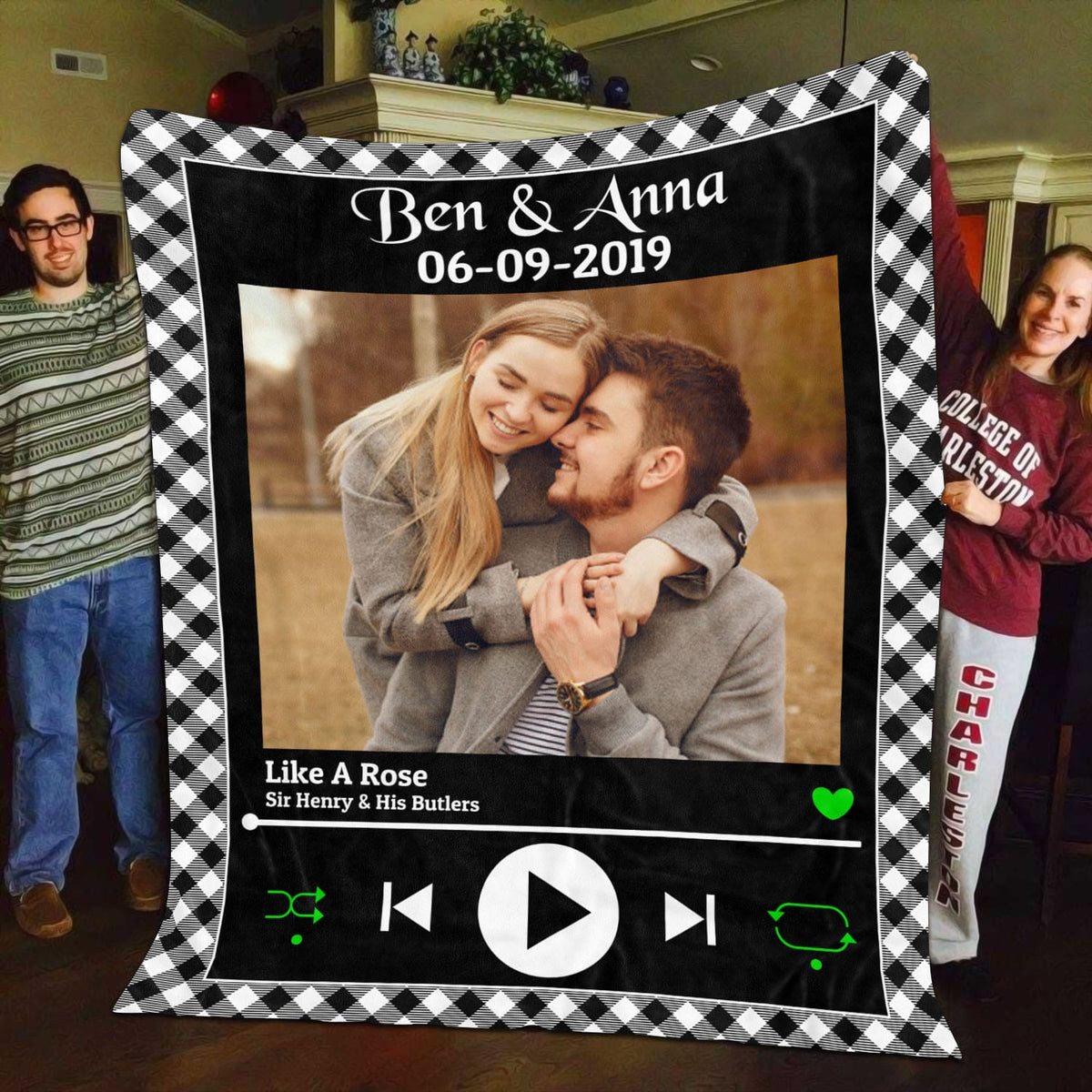 Custom Music Photo Valentines Gifts Personalized Custom Blankets for Boyfriend Gifriend Fleece Blanket – Mink Blanket