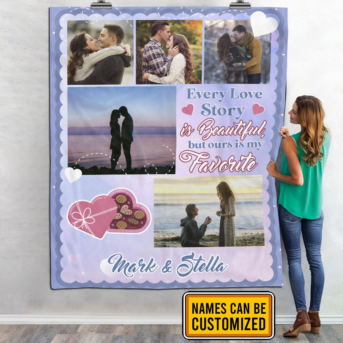 Custom Photo Valentines Gifts Personalized Every Love Story Is Beautiful but Ours Is My Favorite Fleece Blanket – Mink Blanket