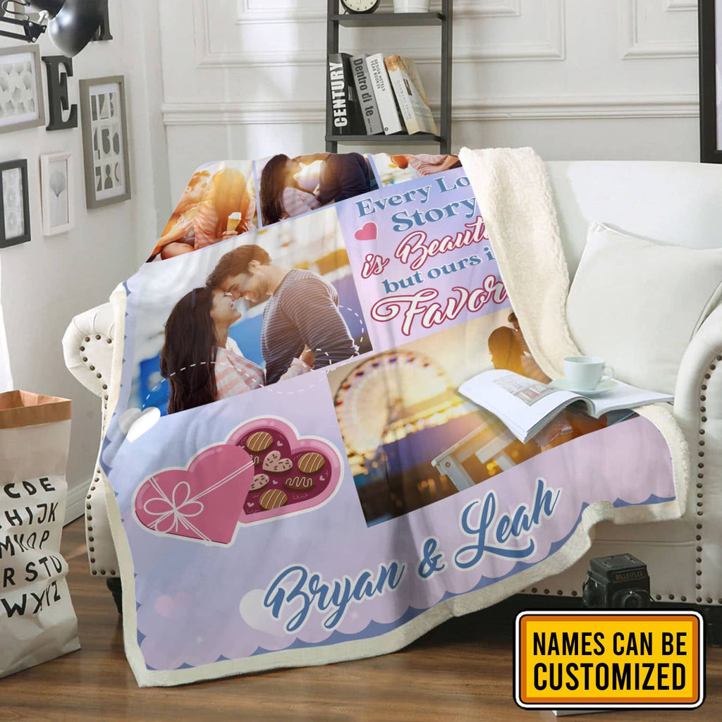 Custom Photo Valentines Gifts Personalized Every Love Story Is Beautiful but Ours Is My Favorite Fleece Blanket – Mink Blanket
