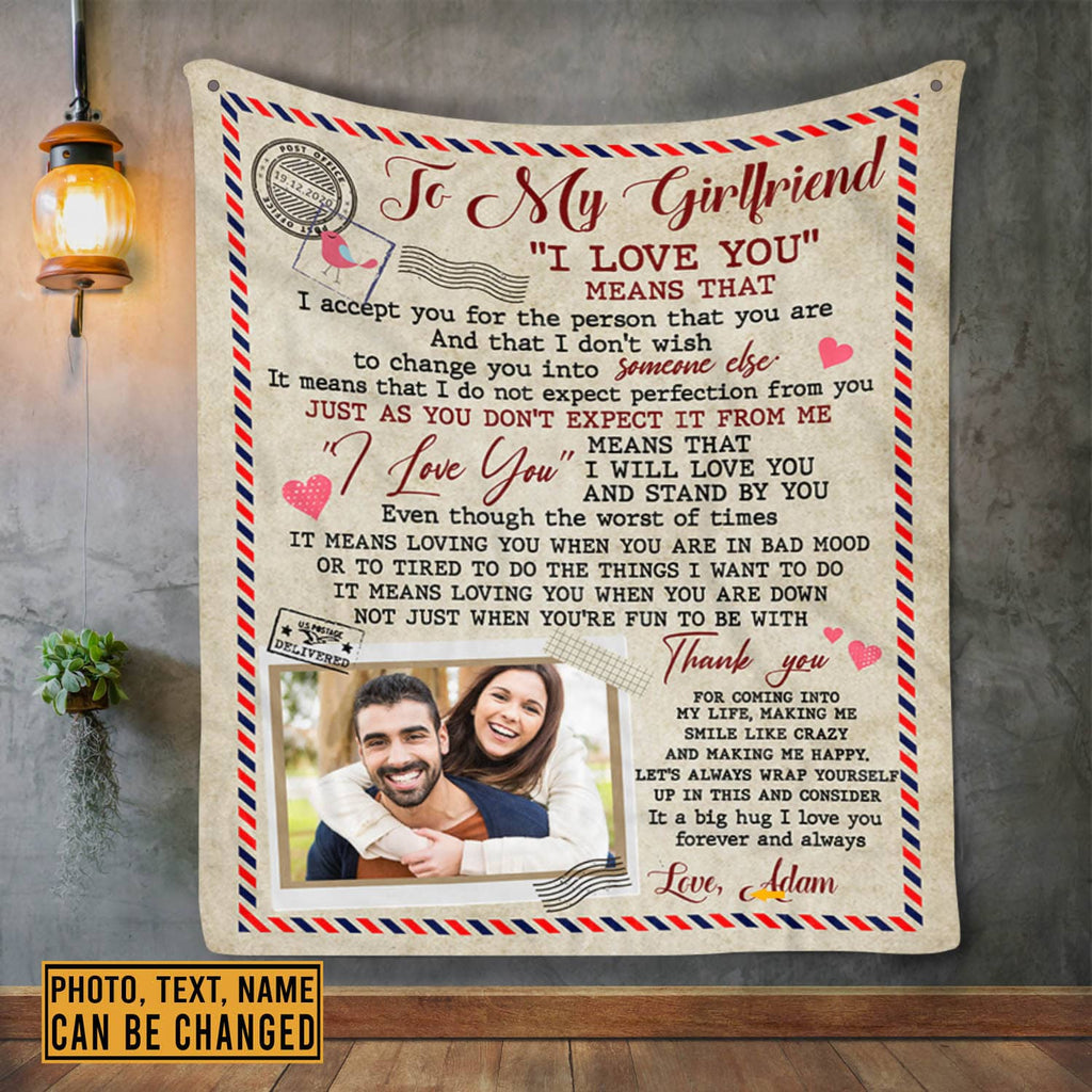 Custom Photo Blanket Valentine Gifts to My Love I Love You Means that I Accept You for The Person that You Are Fleece Blanket – Mink Blanket