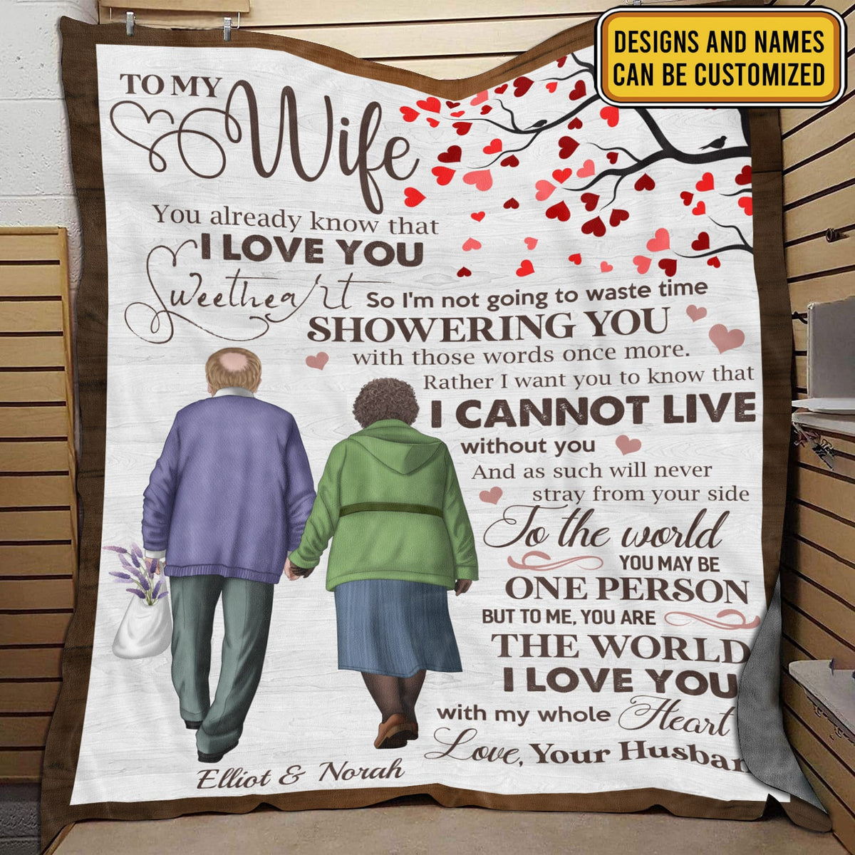 Personalized Old Couple To My Wife Blanket – Gifts From Husband To Wife Fleece Blanket