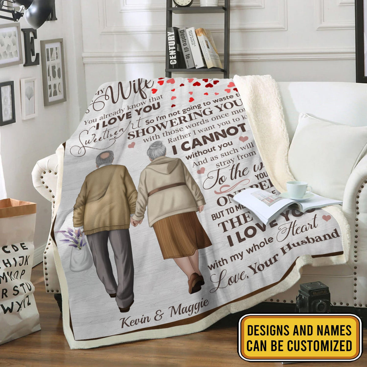 Personalized Old Couple To My Wife Blanket – Gifts From Husband To Wife Fleece Blanket