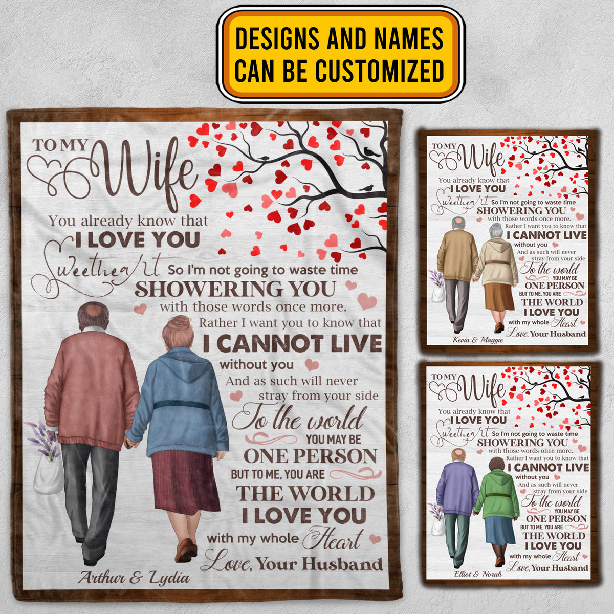 Personalized Old Couple To My Wife Blanket – Gifts From Husband To Wife Fleece Blanket