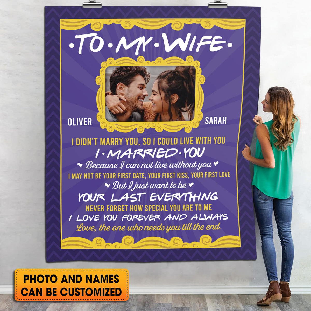 Custom Photo To My Wife I Didn’t Marry You So I Could Live Without You Personalized Anniversary Fleece Blanket