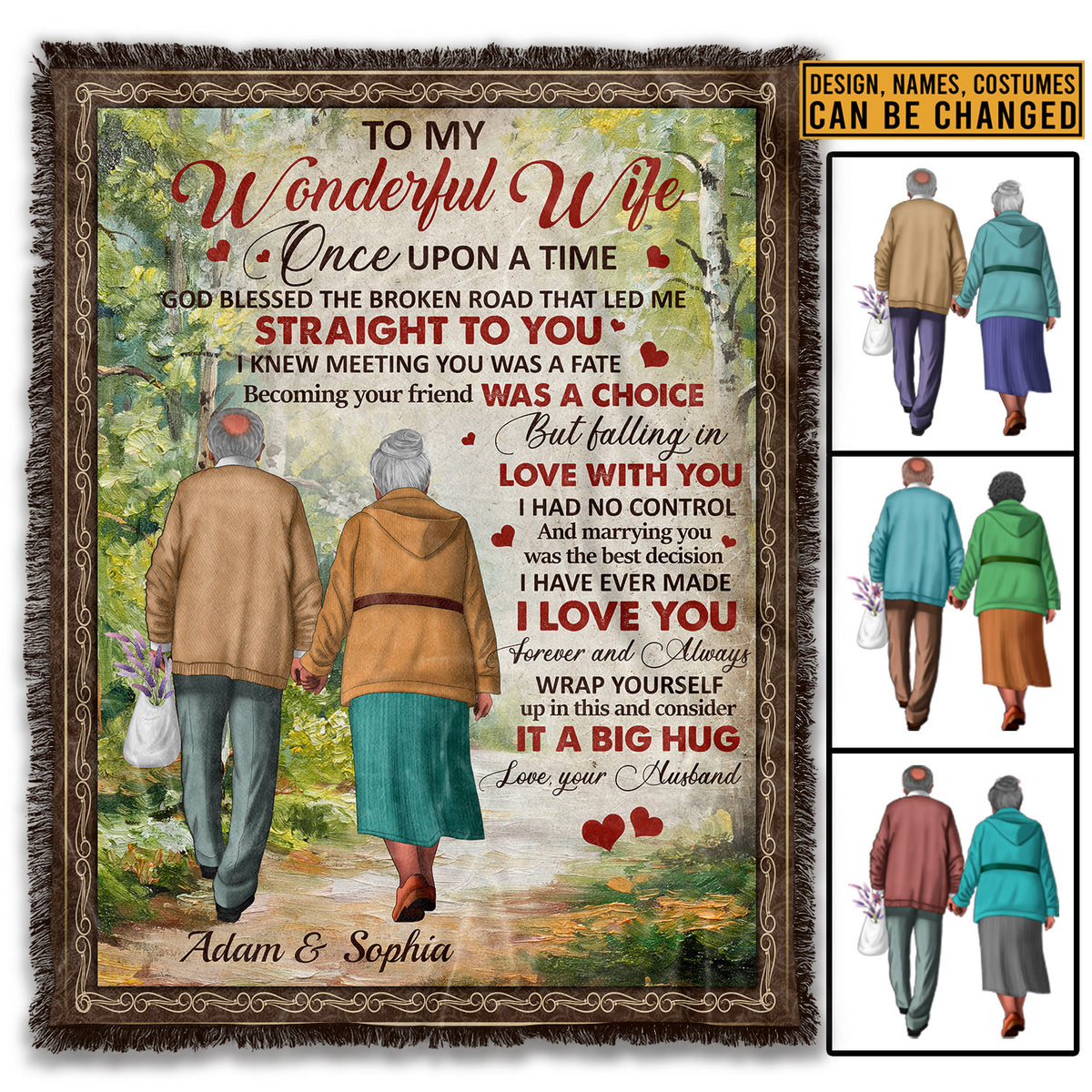 Custom Old Couple To My Wonderful Wife Once Upon A Time God Blessed The Broken Road Fleece Blanket – Sherpa Blanket