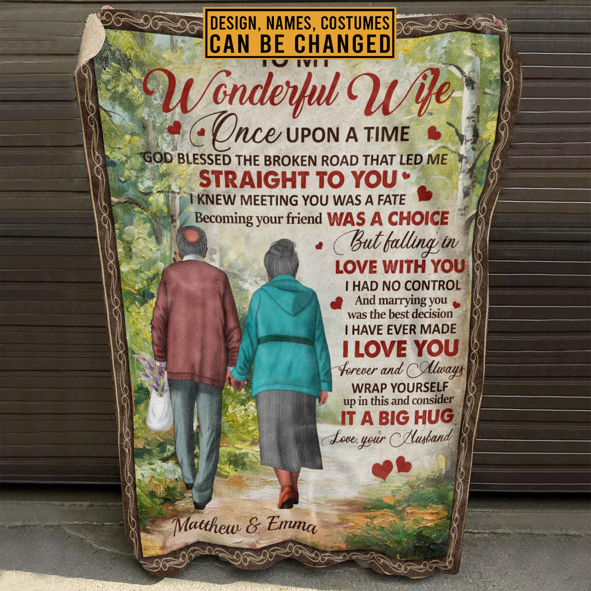 Custom Old Couple To My Wonderful Wife Once Upon A Time God Blessed The Broken Road Fleece Blanket – Sherpa Blanket