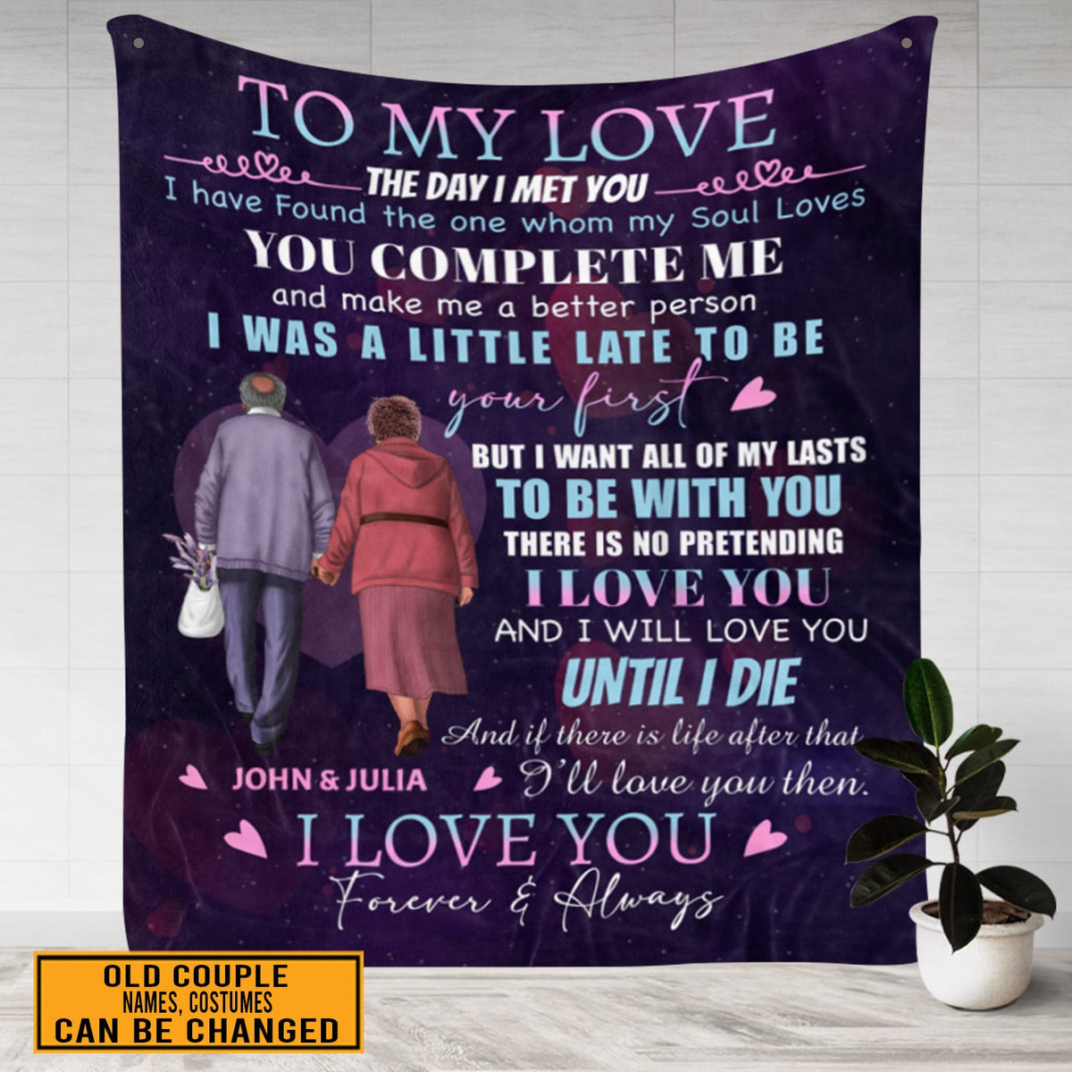 Personalized To My Love The Day I Met You Old Couple Wife Husband Anniversary Fleece Blanket Gifts