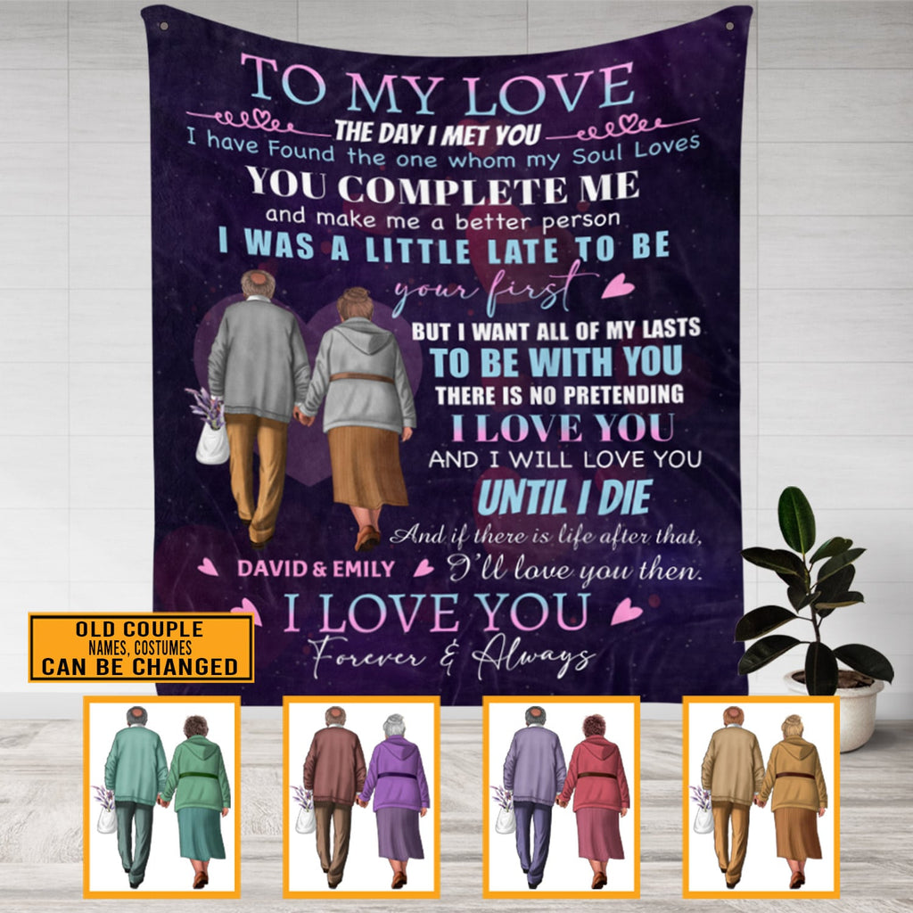 Personalized To My Love The Day I Met You Old Couple Wife Husband Anniversary Fleece Blanket Gifts