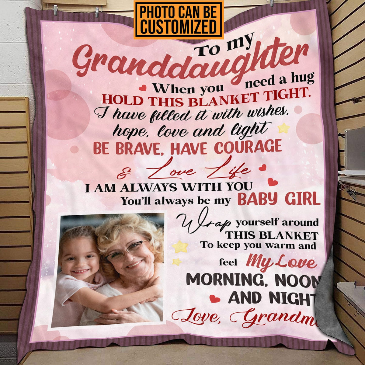 Personalized To My Granddaughter When You Need Hug Hold This Blanket Baby Girl Custom Fleece Blanket – Gift for Granddaughter