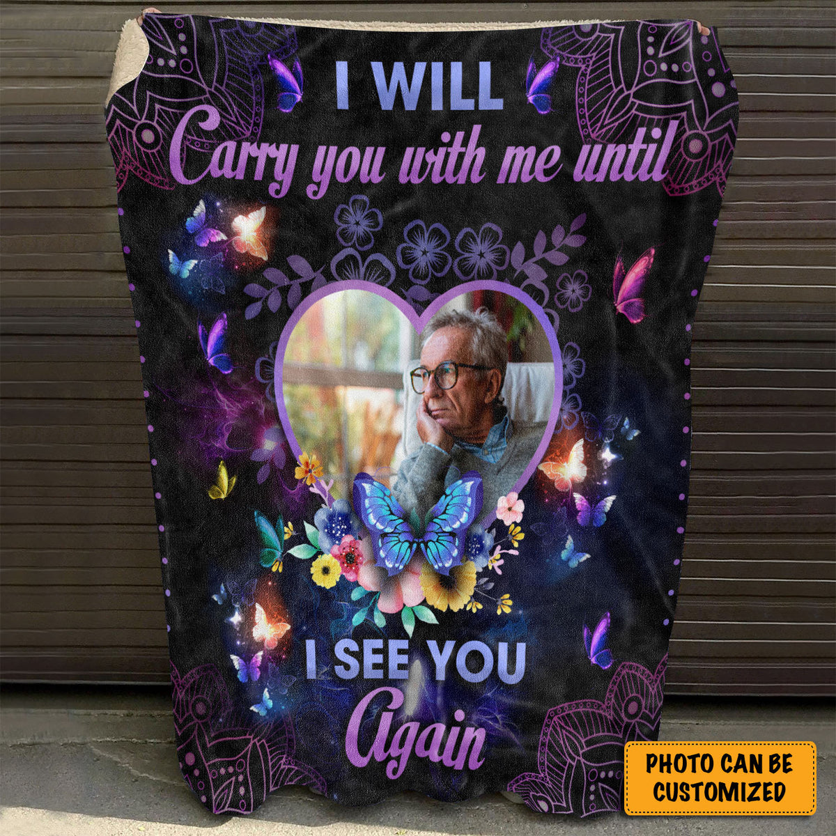 I Will Carry You With Me Until I See You Again Personalized Throw Blanket – Custom Photo Memorial Family Premium Blanket