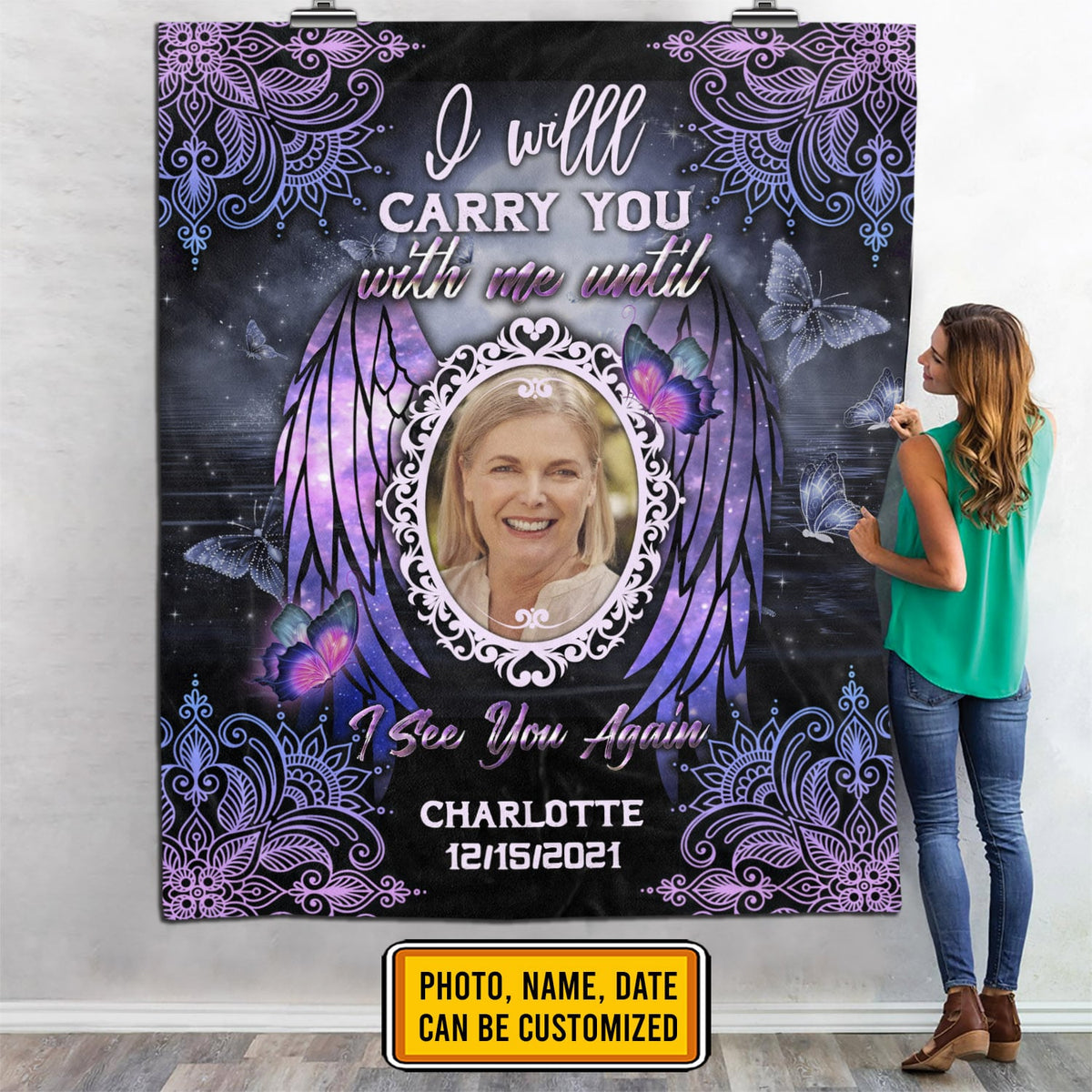Custom Photo I’ll Carry You Until I See You Again Memorial Fleece Blanket With Picture – Personalized Sympathy Gifts