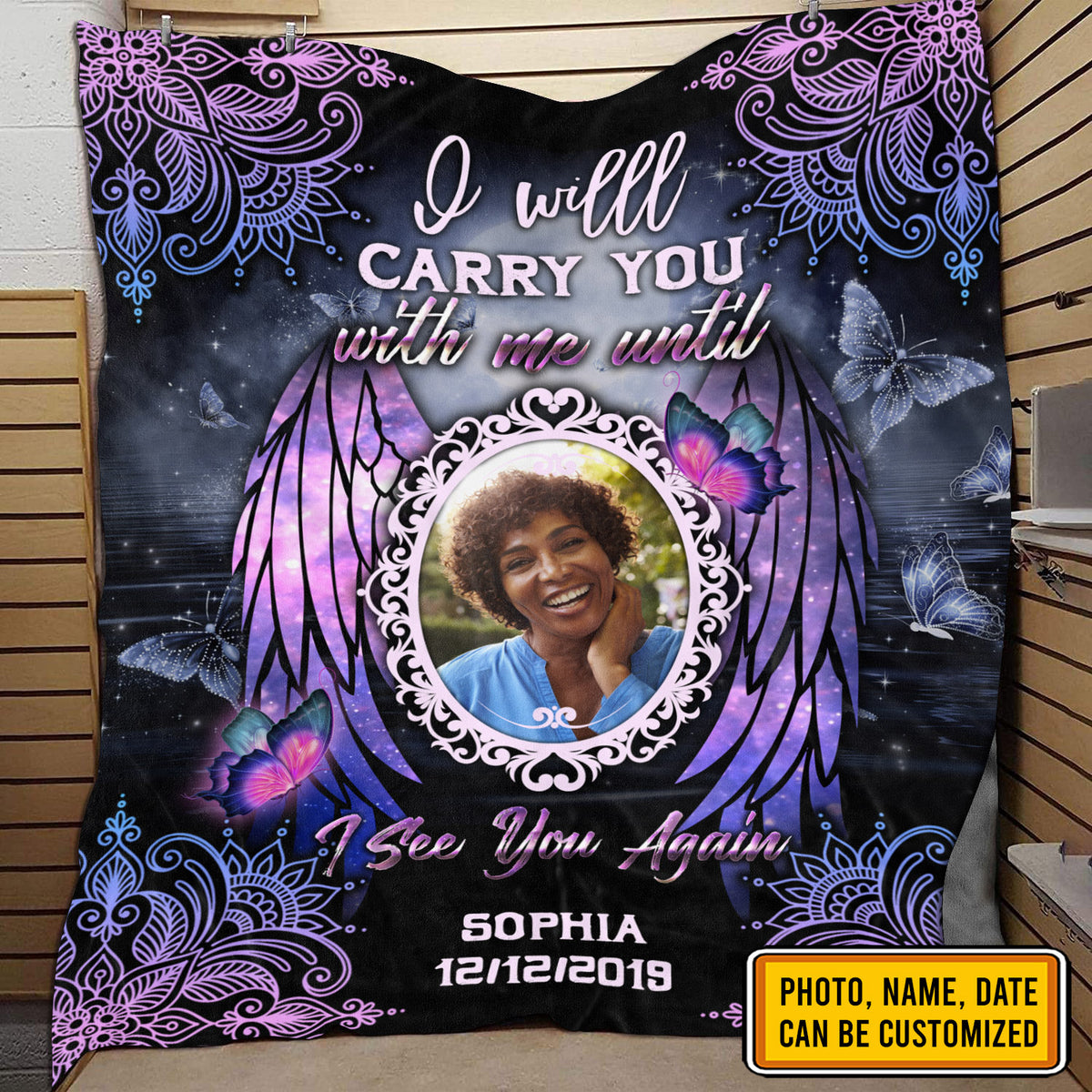 Custom Photo I’ll Carry You Until I See You Again Memorial Fleece Blanket With Picture – Personalized Sympathy Gifts