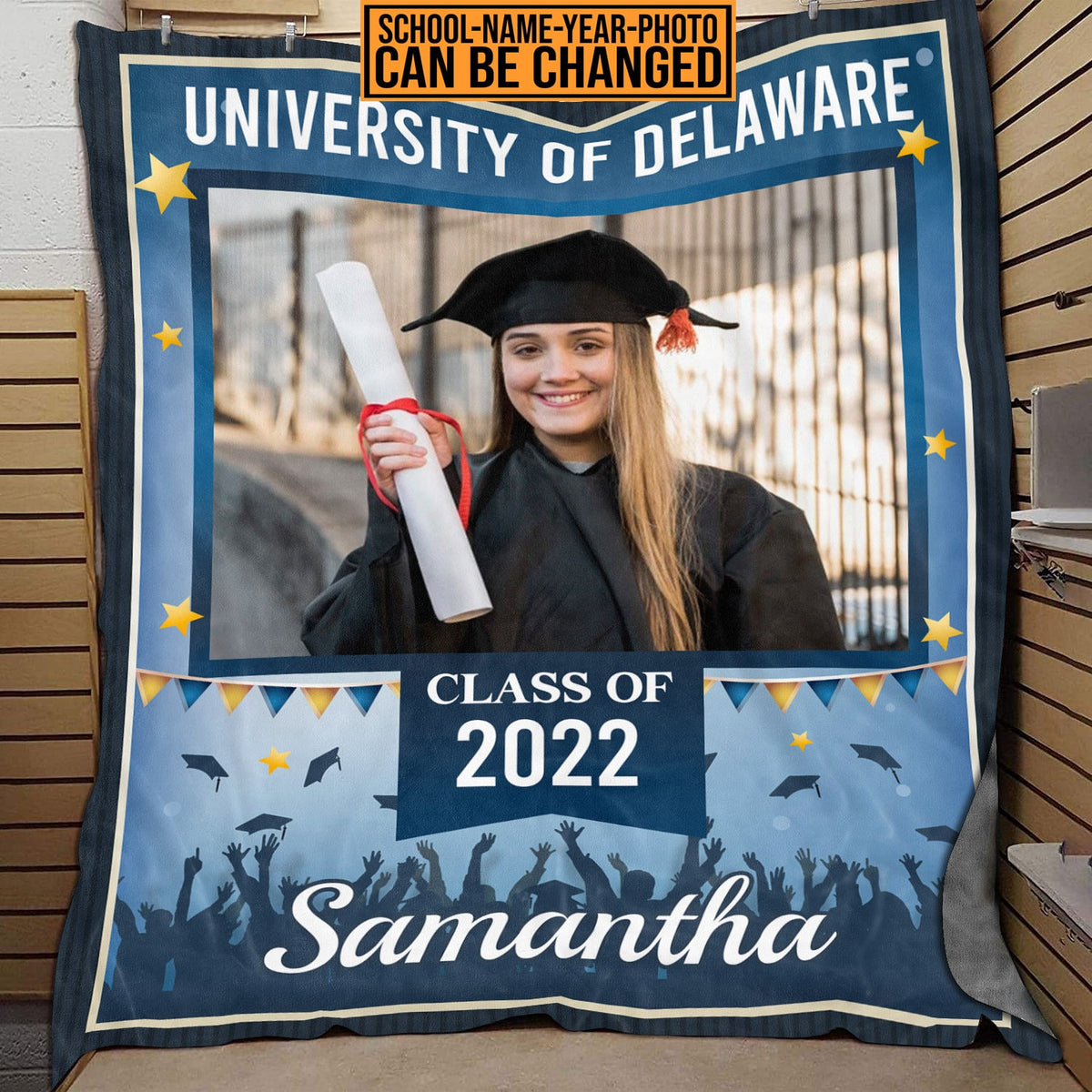 Personalized Photo Class Of 2023 Graduation Senior Fleece Blanket – Sherpa Blanket – Custom Graduation Gifts