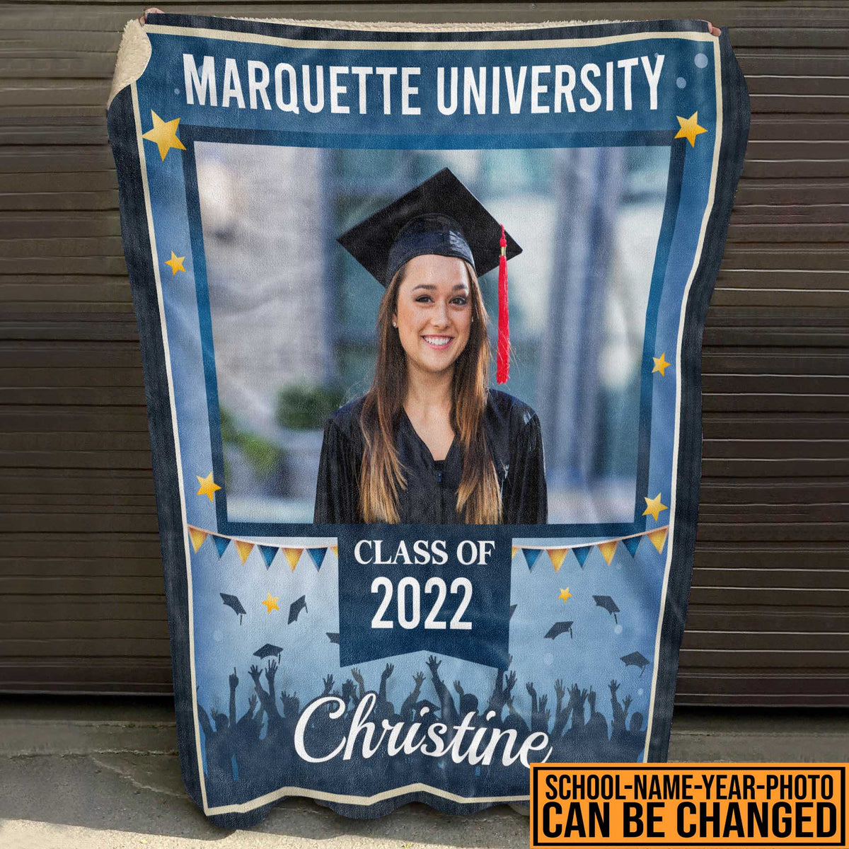 Personalized Photo Class Of 2023 Graduation Senior Fleece Blanket – Sherpa Blanket – Custom Graduation Gifts